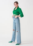 Wrap Crop Shirt for Women- 100% Cotton