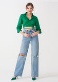 Wrap Crop Shirt for Women- 100% Cotton