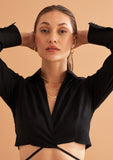 Wrap Crop Shirt for Women- 100% Cotton