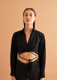 Wrap Crop Shirt for Women- 100% Cotton