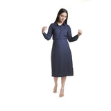 Navy Blue Poly Moss A line Business Skirt Suit 