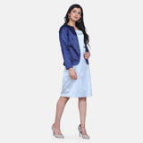 Women's Full sleeves Navy Blue Satin Jacket