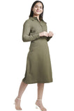 Comfort Fit Olive Green Poly Moss A Line Skirt Suit