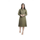 Comfort Fit Olive Green Poly Moss A Line Skirt Suit