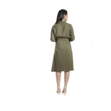 Comfort Fit Olive Green Poly Moss A Line Skirt Suit