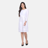 Paper White Dupioni A line Women's Office Party Dress 