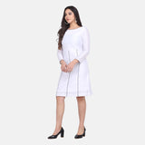 Paper White Dupioni A line Women's Office Party Dress 