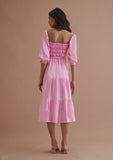 Office midi dress with puff sleeves 
