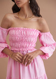 Elegant office puff sleeve dress