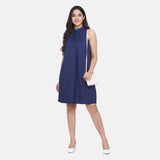 Royal Blue Round neck Sleeveless Women's Evening Dress