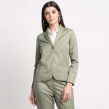 Business Formal Women's Sage Green Poly Cotton Pant Suit