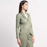 Business Formal Women's Sage Green Poly Cotton Pant Suit