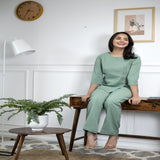 Sea Green Women's Formal Poly Moss Pant Suit