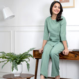 Sea Green Women's Formal Poly Moss Pant Suit