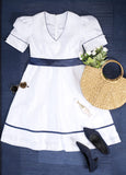 White and Blue Powersutra Women's Evening Dress