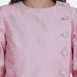 Regular fit White & Pink Dupion Pant Suit