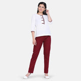 Workwear White Check Detail Cotton Top