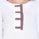 Workwear White Check Detail Cotton Top