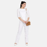 Comfortable Business formal White Elegant Pant Suit