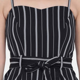 Classic Black Striped Sleeveless Women's Jumpsuit