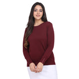 Powersutra Ladies Wine Red Cotton Pullover 