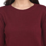 Powersutra Ladies Wine Red Cotton Pullover 
