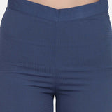 Yale Blue Poly Crepe Ladies Office Pant Suit