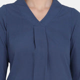 Yale Blue Poly Crepe Ladies Office Pant Suit