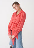Red puff sleeve shirt for women 