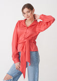 Red cotton work wear shirt for women 