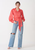 Red trendy semi-formal  shirt for women 