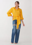 Yellow tie up cotton shirt for women 