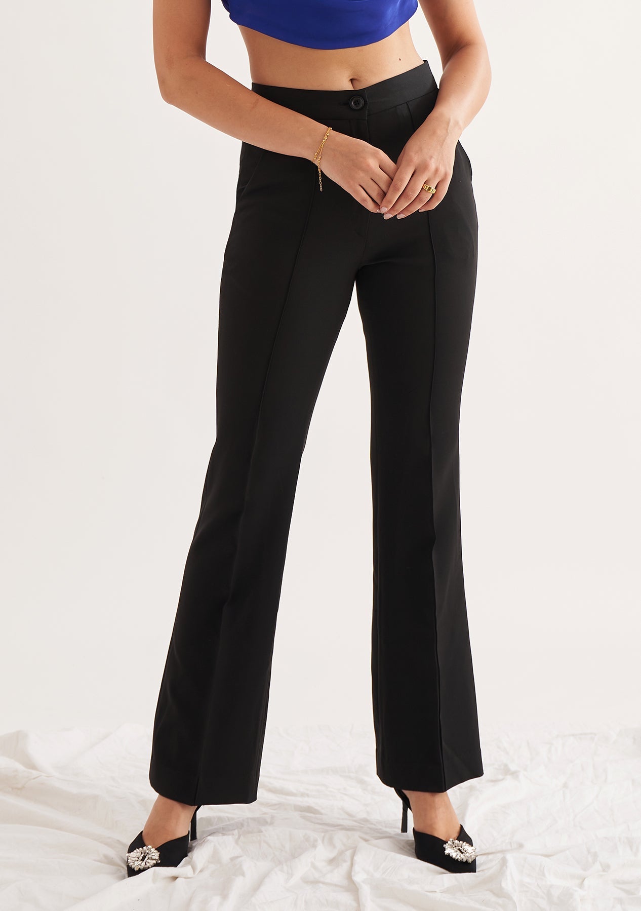 Solid Color Flared Pants Casual High Waist Pants Women's - Temu